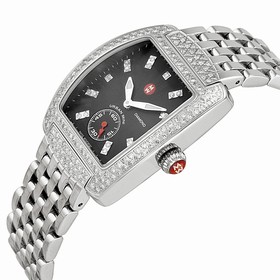 Michele Urban Mini Black Dial Diamond Stainless Steel Ladies Watch MWW02A000464