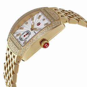 Michele Urban Mini Silver and White Diamond Dial Gold-Plated Stainless Steel Bracelet Ladies Watch MWW02A000565