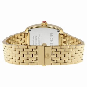Michele Urban Mini Silver and White Diamond Dial Gold-Plated Stainless Steel Bracelet Ladies Watch MWW02A000565