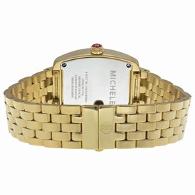 Michele Urban Mini Silver and White Guilloche Dial 18kt Gold-plated Ladies Watch MWW02A000564