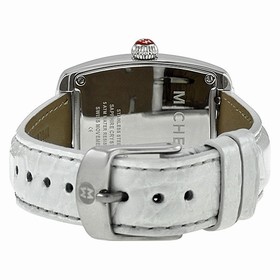 Michele Urban Mini Silver Dial White Leather Ladies Watch MWW02A000562