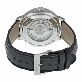 Montblanc Meisterstuck Heritage Moonstruck Silver Dial Black Leather Men's Watch 110699