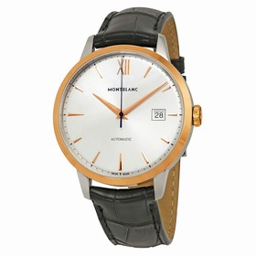 Montblanc Meisterstuck Heritage Automatic Silver Dial Black Leather Men's Watch 111624