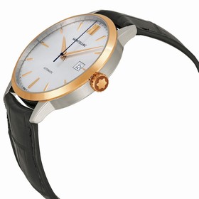 Montblanc Meisterstuck Heritage Automatic Silver Dial Black Leather Men's Watch 111624