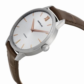 Montblanc Meisterstuck Heritage Automatic Silver Dial Brown Leather Men's Watch 110695