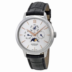 Montblanc Meisterstuck Heritage Perpetual Calendar White Dial Black Leather Unisex Watch 110715