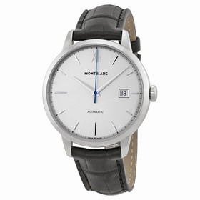 Montblanc Meisterstuck Heritage Silver Dial Black Leather Men's Watch 111622