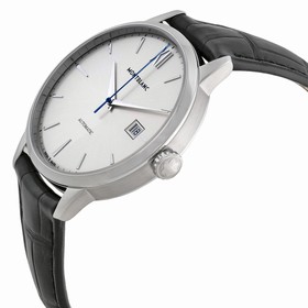 Montblanc Meisterstuck Heritage Silver Dial Black Leather Men's Watch 111622