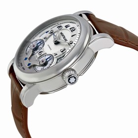 Montblanc Nicolas Rieussec Chronograph Silver Dial Brown Leather Men Watch 104273