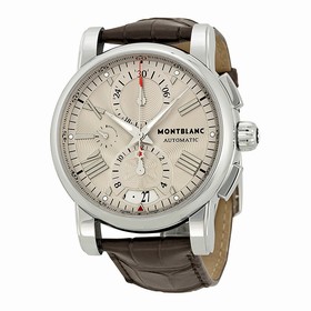 Montblanc Star 4810 Chronograph Automatic Silver Doal Brown Leather Men's Watch 102378