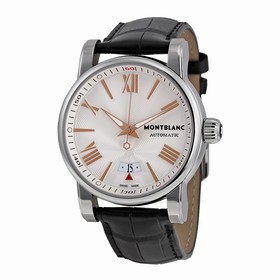 Montblanc Star 4810 Silver Guilloche Dial Black Leather Automatic Men's Watch 105858