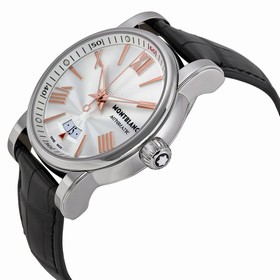 Montblanc Star 4810 Silver Guilloche Dial Black Leather Automatic Men's Watch 105858