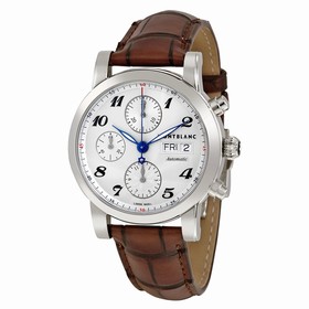 Montblanc Star Automatic Chronograph Silver Dial Brown Leather Men's Watch 106466