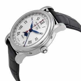 Montblanc Star Automatic White Dial Black Leather Men's Watch 110703