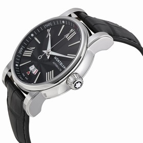 Montblanc Star Black Dial and Black Leather Strap Automatic Men's Watch 102341