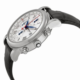 Montblanc Star Chronograph Silver Dial Black Leather Men's Watch 110704