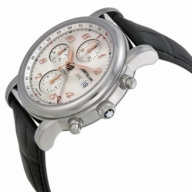 Montblanc Star Chronograph UTC Silver Dial Black Leather Men's Watch 110590