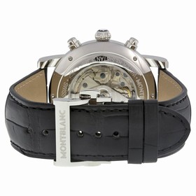Montblanc Star Chronograph UTC Silver Dial Black Leather Men's Watch 110590