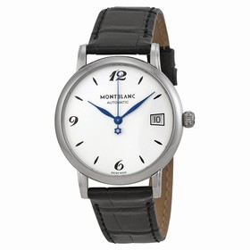 Montblanc Star Classique Automatic Silvery White Dial Black Leather Watch 111590
