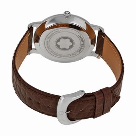 Montblanc Star Classique Date Stainless Steel Brown Leather Men's Watch 108770