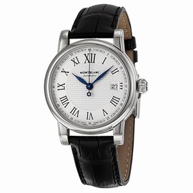Montblanc Star Date Automatic Silver Dial Black Leather Men's Watch 107114