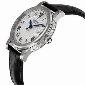 Montblanc Star Date Automatic Silver Dial Black Leather Men's Watch 107114