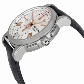 Montblanc Star Silver Dial Chronograph Black Leather Automatic Men's Watch 105856