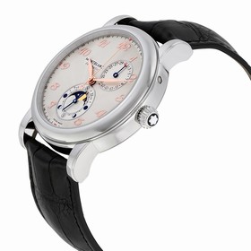 Montblanc Star Traditional Twin Moonphase Automatic Silver Dial Black Leather Men's Watch 113848