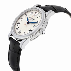 Montblanc Star White Dial Black Leather Men's Watch 113644