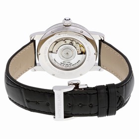 Montblanc Star White Dial Black Leather Men's Watch 113644