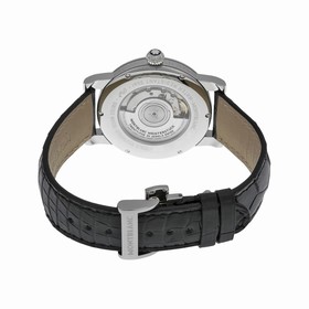 MontBlanc Star White / Silver Dial Black Leather Men's Watch 110705