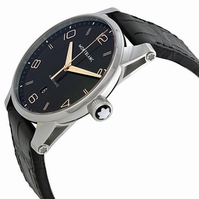 Montblanc Timewalker Automatic Black Dial Black Leather Men's Watch 110337
