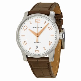 Montblanc Timewalker Automatic White Dial Brown Leather Men's Watch 110340