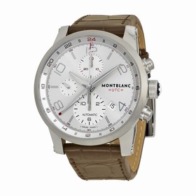 Montblanc Timewalker Silver Dial Brown Alligator Leather Chronograph Men's Watch 107065