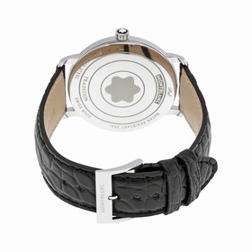 Montblanc Tradition Date White Guilloche Dial Black Leather Men's Watch 112633