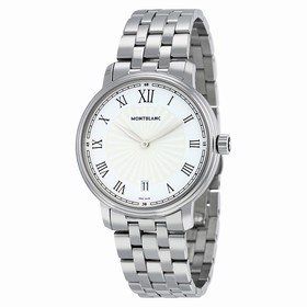 Montblanc Tradition Date White Guilloche Dial Stainless Steel Men's Watch 112636