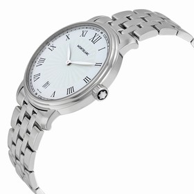 Montblanc Tradition Date White Guilloche Dial Stainless Steel Men's Watch 112636