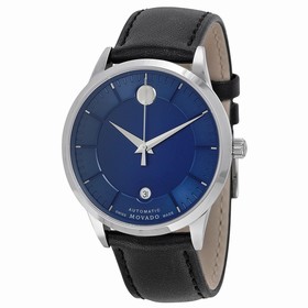 Movado 1881 Automatic Blue Dial Black Leather Band Men's Watch 0606874