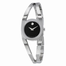 Movado Amorosa Stainless Steel Black Dial Ladies Watch 0606394