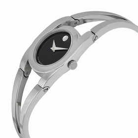 Movado Amorosa Stainless Steel Black Dial Ladies Watch 0606394