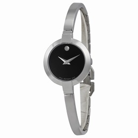 Movado Bela Black Dial Stainless Steel Bangle Ladies Watch 0606595