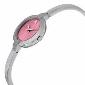 Movado Bela Pink Dial Stainless Steel Bangle Ladies Watch 0606596
