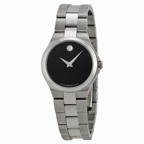 Movado Black Dial Stainless Steel Ladies Watch 0606558