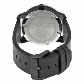 Movado Bold Black Dial Black Leather Band Black Stainless Steel Case Men's Quartz Watch 3600297