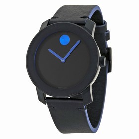 Movado Bold Black Dial Leather Unisex Watch 3600350