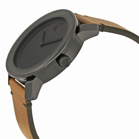 Movado Bold Black Dial Brown Leather Unisex Watch 3600351