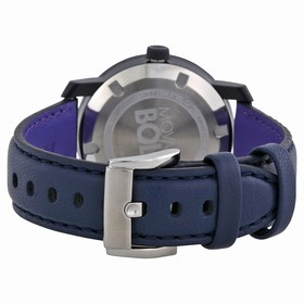 Movado Bold Blue Crystal-set Dial Navy Leather Ladies Watch 3600228