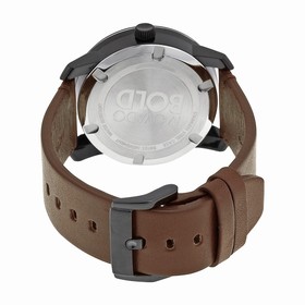 Movado Bold Camouflage-Print Dial Brown Leather Strap Black Stainless Steel Men's Quartz Watch 3600302