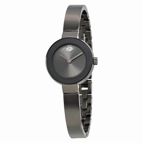 Movado Bold Crystal Marker Gunmetal Plated Bangle Ladies Watch 3600324