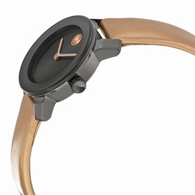 Movado Bold Gunmetal Dial Peach Leather Ladies Watch 3600341